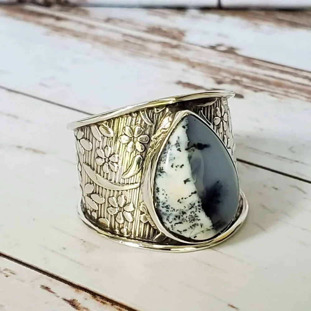 Artisan Merlinite Dendritic Opal Ring - Picture 2 of 8